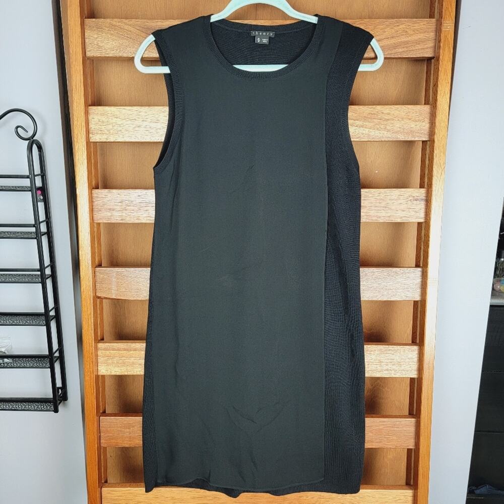 Theory Black Wool & Silk Dambran Fluidity Dress, Sz M
